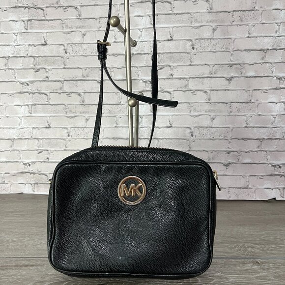 Michael Kors Black Leather Camera Crossbody Bag - Picture 1 of 7